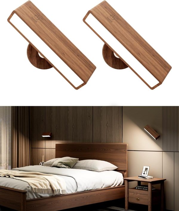 Wall Sconces Set of 2 Rechargeable Wall Lights with 360 Rotation,Dimmable Battery Operated Wall Sconce,Magnetic Wall Light for Bedroom,Wireless Wall Mount Light for Picture,Living Room(2 Pack)