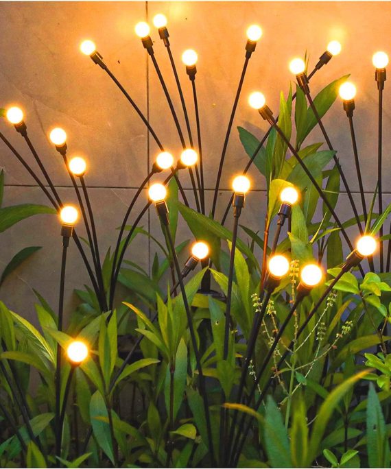 Solar Garden Lights - New Upgraded Solar Swaying Light, Sway by Wind, Solar Outdoor Lights, Yard Patio Pathway Decoration, High Flexibility Iron Wire & Heavy Bulb Base, Warm White (4 Pack)