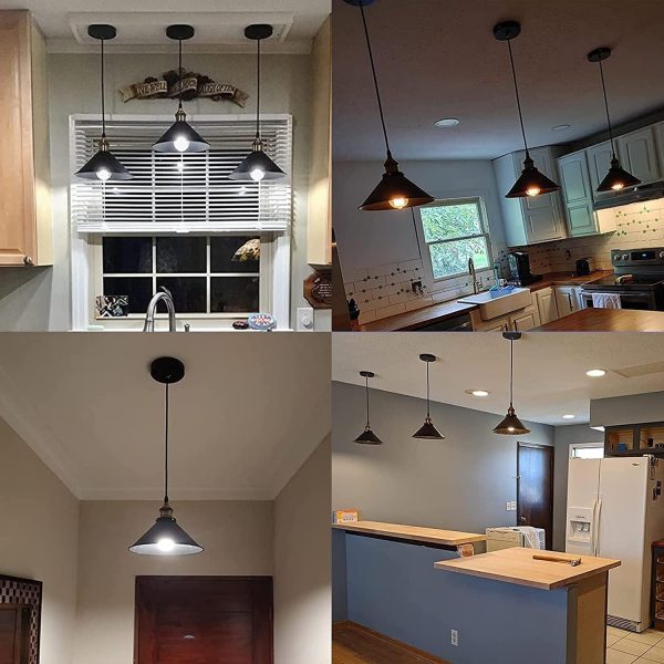 2-Lights Battery Operated Rustic Industrial Kitchen Island Pendant Light fixtures with Remote Control,Kitchen Island Chandelier with Rechargeable Bulbs.(with Bulbs+Remote Control+Charging Cable)