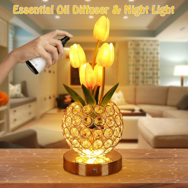 Tulip Flower Lamps, Table Lamp with USB Charging??Desk Lamp LED Analog Tulip Night Light with Vase, Table Lamp Decorations, Date Party Home Decoration