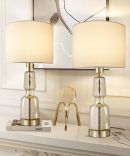 Bedside Lamps Set of 2, Dimmable Bedside Table Lamp for Bedrooms Living Room, 61cm 3-Way Touch Bedside Lamps with White Fabric Shade, Nightstand Lamps with Touch Control (2 Bulbs Included)