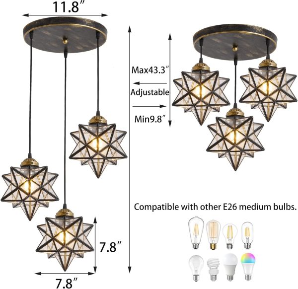 Mini Chandeliers Light for Dining Room Pendant Lighting for Kitchen Island Modern Retro Ceiling Pendant Lights Fixtures Bedroom Bathrooom Hallway