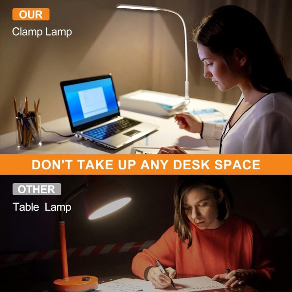 LED Desk Lamp, Swing Arm Table Lamp with Clamp, Flexible Gooseneck Task Lamp, Eye-Caring Architect Desk Light, 3 Modes 10 Brightness Levels, Memory Function Desk Lamps for Home Office, 10W