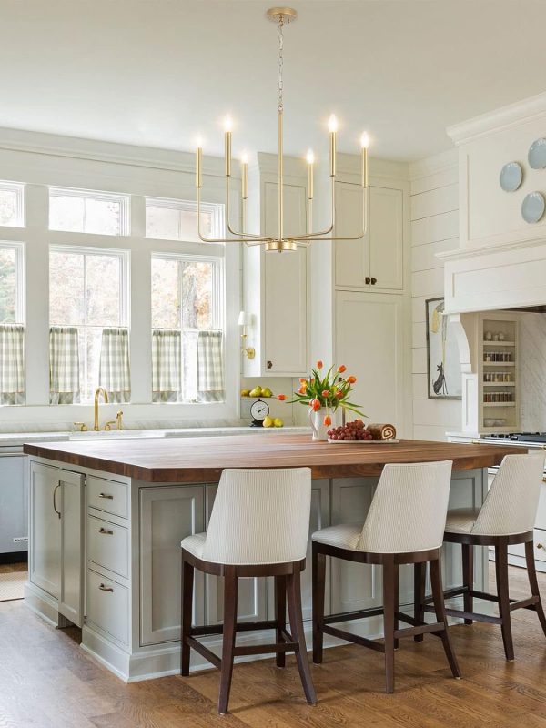 Gold Chandelier Light Fixtures Ceiling 6 Lights Hanging Modern Farmhouse Chandelier for Dining Room, Light Gold Pendant Lamp for Kitchen Island Living Room Foyer Bedroom