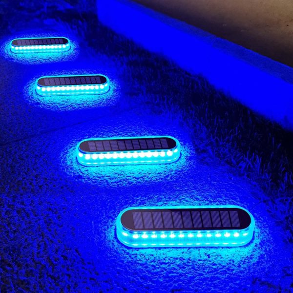 Solar Step Lights, 4-Pack 2700K Warm White LED Solar Deck Lights 40LM, Outdoor Solar Powered Fence Lights, Waterproof for Garden Yard Stairs Patio Ground Driveway Pathway Lighting