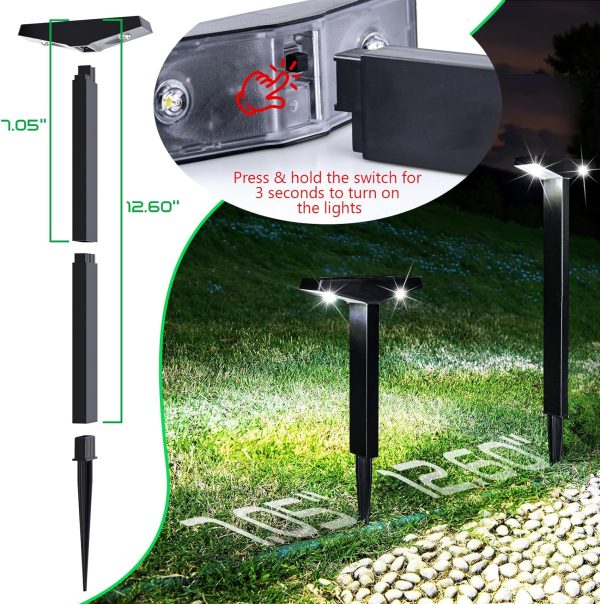Solar Lights Outdoor 4 Pack, Solar-Powered Landscape Lighting for Outside, Perfect IP65 Waterproof Solar Pathway Lights for Backyard, Lawn, Driveway, Walkway, Garden Decorative. (Cool White)