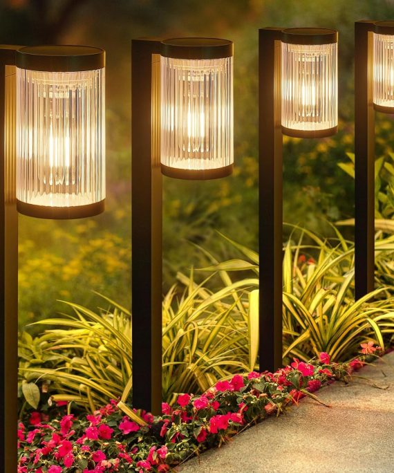 Solar Pathway Lights Outdoor, 6 Pack Upgraded Outdoor Solar Lights for Outside Super Bright Up to 12Hrs, IP65 Waterproof Solar Garden Lights for Yard Landscape Path Walkway Decoration
