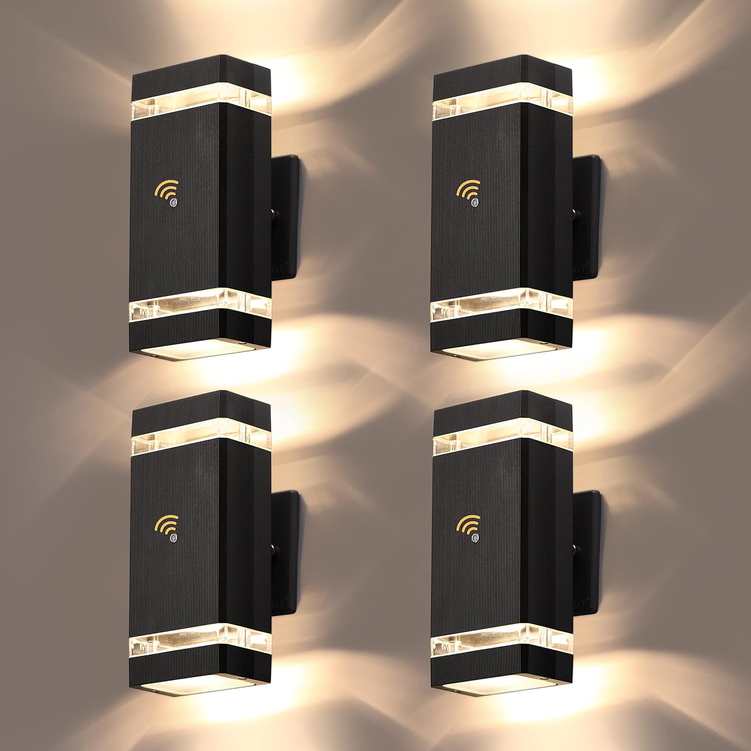 LMP 4 Packs Dusk to Dawn Outdoor Lighting, Outdoor Light Fixture with 5w LED Bulbs, Outdoor Wall Lights IP65 Waterproof Aluminum Up and Down Outdoor Lights for House, Garage, Porch, Doorway