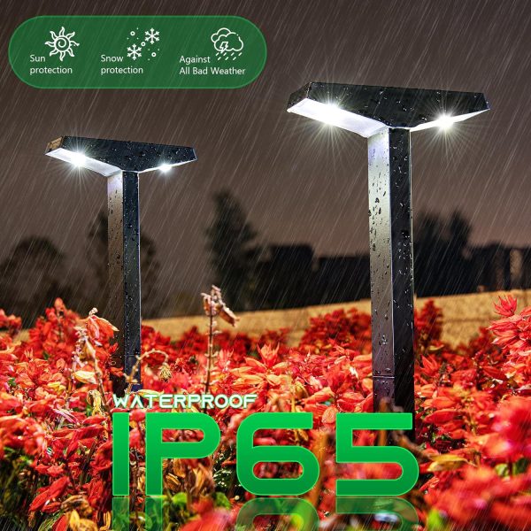 Solar Lights Outdoor 4 Pack, Solar-Powered Landscape Lighting for Outside, Perfect IP65 Waterproof Solar Pathway Lights for Backyard, Lawn, Driveway, Walkway, Garden Decorative. (Cool White)