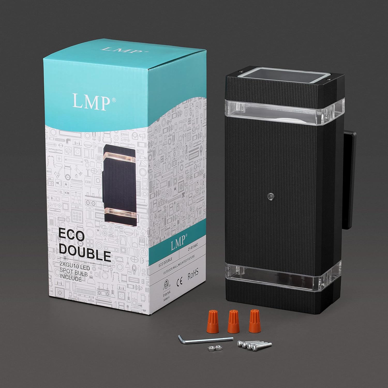 LMP 4 Packs Dusk to Dawn Outdoor Lighting, Outdoor Light Fixture with 5w LED Bulbs, Outdoor Wall Lights IP65 Waterproof Aluminum Up and Down Outdoor Lights for House, Garage, Porch, Doorway