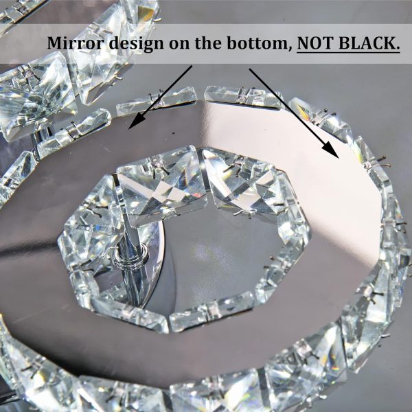 Modern Crystal Chandelier 3 Rings LED Crystal Flush Mount Ceiling Light Fixtures Contemporary Stainless Steel Pendant Bedroom Lights Fixtures for Dining Room Living Room (Cool White)