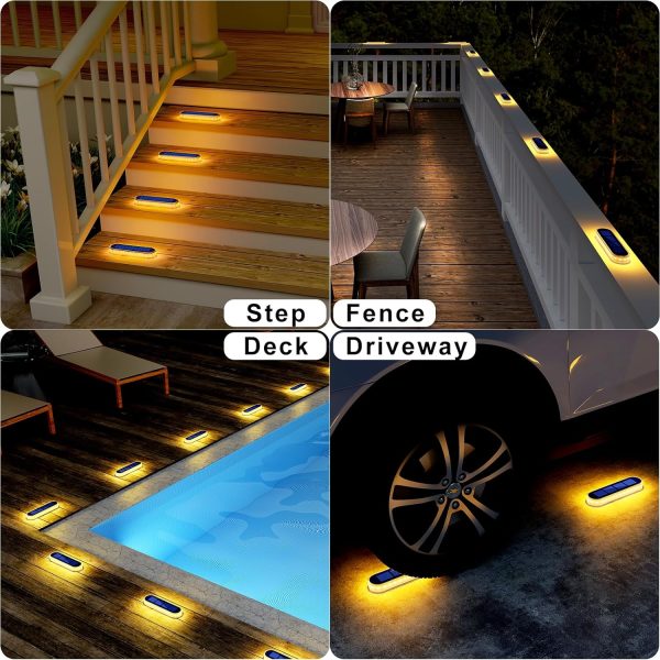 Solar Step Lights Waterproof,Warm White Solar Deck Lights Outdoor,Solar Fence Lights LED,Solar Lights for Stairs,Yard,Patio,Post,Railing,Garden,Backyard,Front Door,Pathway,Driveway,Porch(4 Pack)