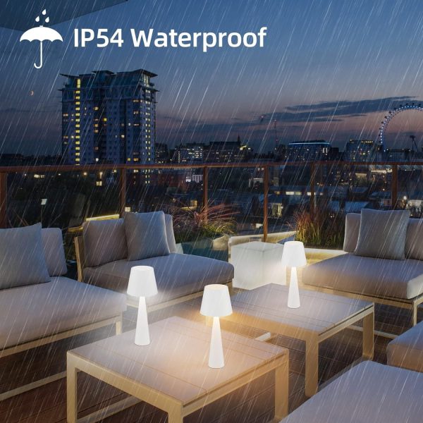 Modern LED Cordless Table Lamp with Touch Sensor, IP54 Waterproof Table Light for Outdoor, White Portable LED Table Lamps, Dimmable 5500mAh Rechargeable Battery Bedside lamp White 2 Pack