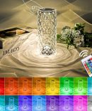 Crystal Lamp Touching Control Rose Shadow Crystal Table Lamp, 16 Color Changing RGB Night Light with USB & Remote Control, LED Rose Diamond Touch Lamp for Bar, Bedroom, Gift for Kids Girls Lover