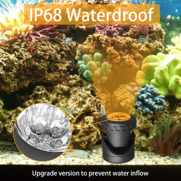 Solar LED Pond Spotlights Outdoor, VEEKI Waterproof 12 LED Solar Underwater Lights with Dual Head Submarine Landscape Spotlight Security Lighting, Adjustable Lighting Angle for Outdoor Patio (1 Pack)