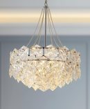 4 Light Chandelier, Romantic Ceiling Light Gold Light Fixtures with Farmhouse Metal Adjustable Height Rustic Geometric Hanging Light E12 Base for Kitchen Island, Entryway, Indoor, 6013GYD4-001