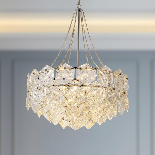4 Light Chandelier, Romantic Ceiling Light Gold Light Fixtures with Farmhouse Metal Adjustable Height Rustic Geometric Hanging Light E12 Base for Kitchen Island, Entryway, Indoor, 6013GYD4-001