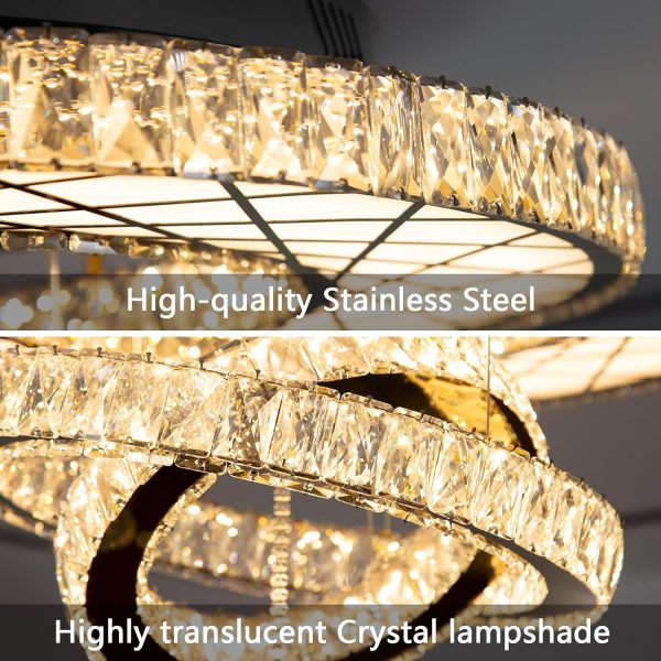 Modern Ceiling Light 2 Rings Chandelier, Dining Room Bedroom Close to Ceiling Light Fixtures Chandeliers Interior Lighting Black LED Lights Dimmable 3000-6000K Foyer Light