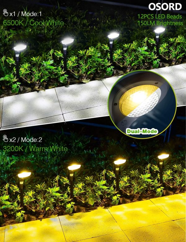 Outdoor Solar Pathway Lights, ??4 Pack??Waterproof 2-in-1 Solar Powered Wall Light Landscape Lighting Auto On/Off with 2 Color Modes Solar Lights for Garden Path Yard Patio Walkway Driveway Pool