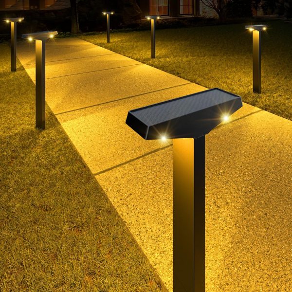 Solar Lights Outdoor 4 Pack, Solar-Powered Landscape Lighting for Outside, Perfect IP65 Waterproof Solar Pathway Lights for Backyard, Lawn, Driveway, Walkway, Garden Decorative. (Cool White)