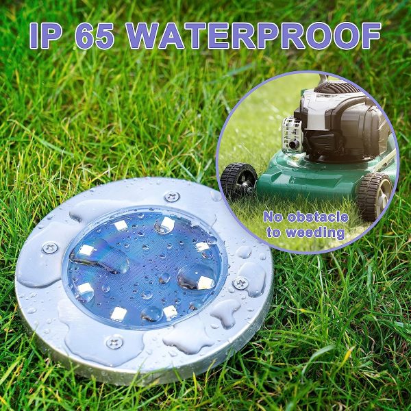 Solar Garden Lights, 8 LED Solar Lights Outdoor Waterproof for Outside Garden Disk Landscape Lighting for Ground Yard Deck Lawn Patio Pathway Walkway (12 Pack, White)
