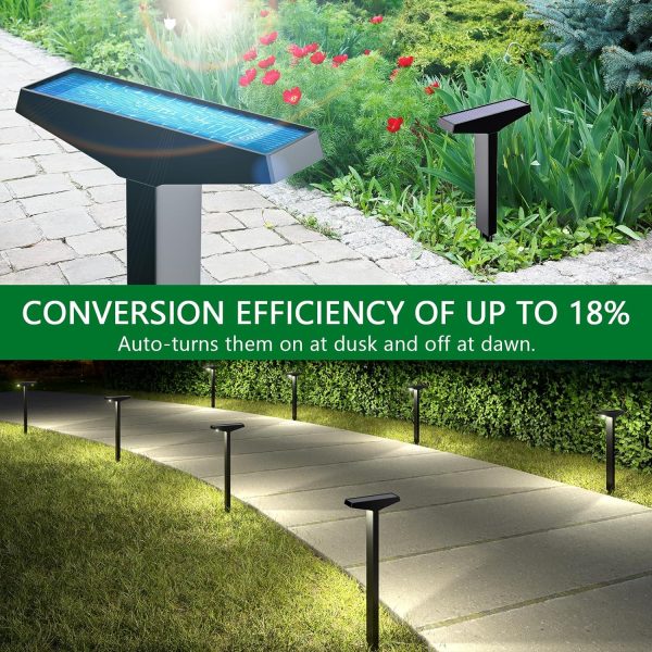 Solar Lights Outdoor 4 Pack, Solar-Powered Landscape Lighting for Outside, Perfect IP65 Waterproof Solar Pathway Lights for Backyard, Lawn, Driveway, Walkway, Garden Decorative. (Cool White)